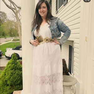 Lane Bryant white lace maxi dress